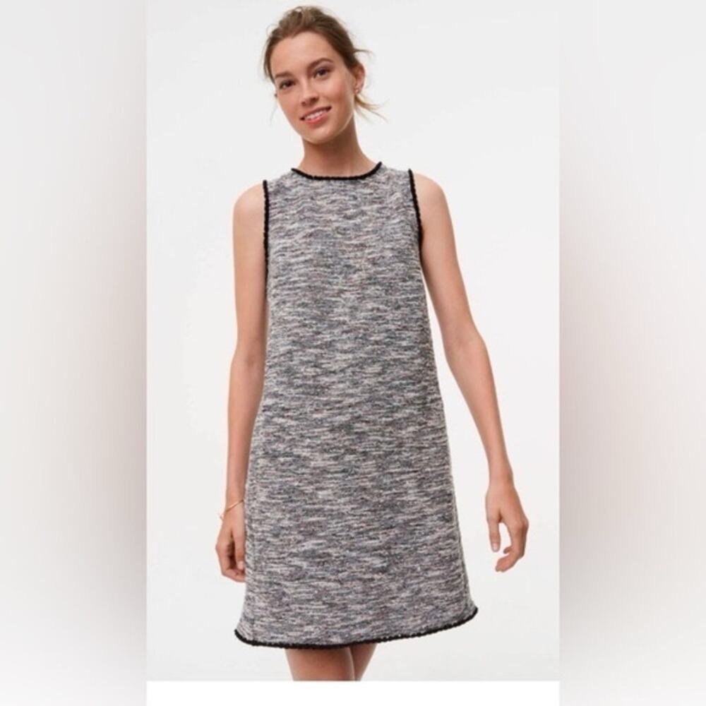 LOFT Multicolored Tweed Style Sleeveless Color Shift Crewneck Dress size XSP